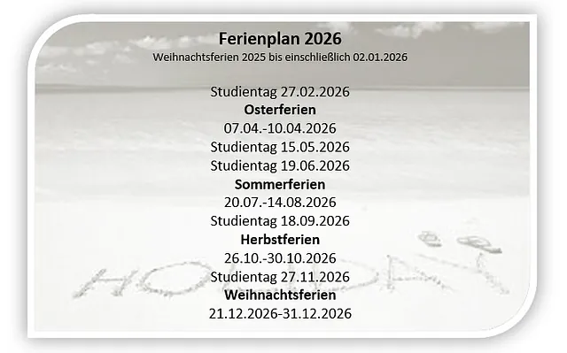 Lehrakademie für Physiotherapie PT GmbH - Ferienplan 2026